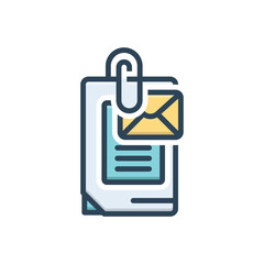 Color illustration icon for attach