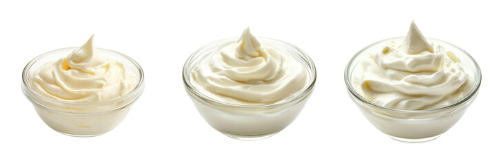 Bowls of Mayonnaise Yogurt Creamy with Perfect Swirls
