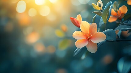 Fototapeta premium Golden Hour Bloom: A Serene Floral Escape