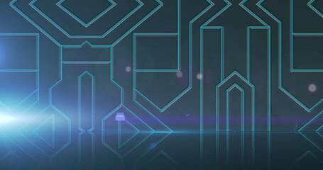 Image of blue digital lines with glowing light on blue background