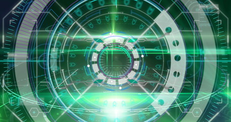 Image of scope scanning and data processing on green background