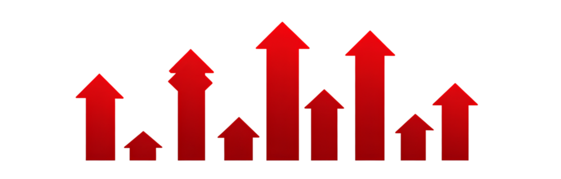  Red upward arrow on a transparent background .png - Powered by Adobe