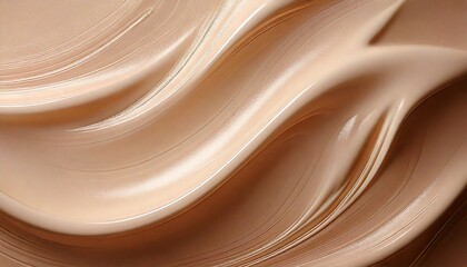ベージュカラーの曲線、光沢のある滑らかな質感、コスメ風抽象背景、ナチュラルベージュのアート、メイクアップ系素材、艶感のある流れ、滑らかなベージュの表面、ラグジュアリーな抽象デザイン、美容系ビジュアル