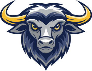 Naklejka premium Mascot buffalo head, Bison face mascot logo vector illustration
