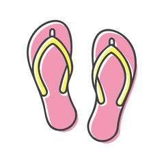 Icon of colorful flip-flops illustration in a playful design with a vibrant style 