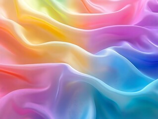 Fototapeta premium Colorful silky fabric with smooth folds and vibrant gradient shades