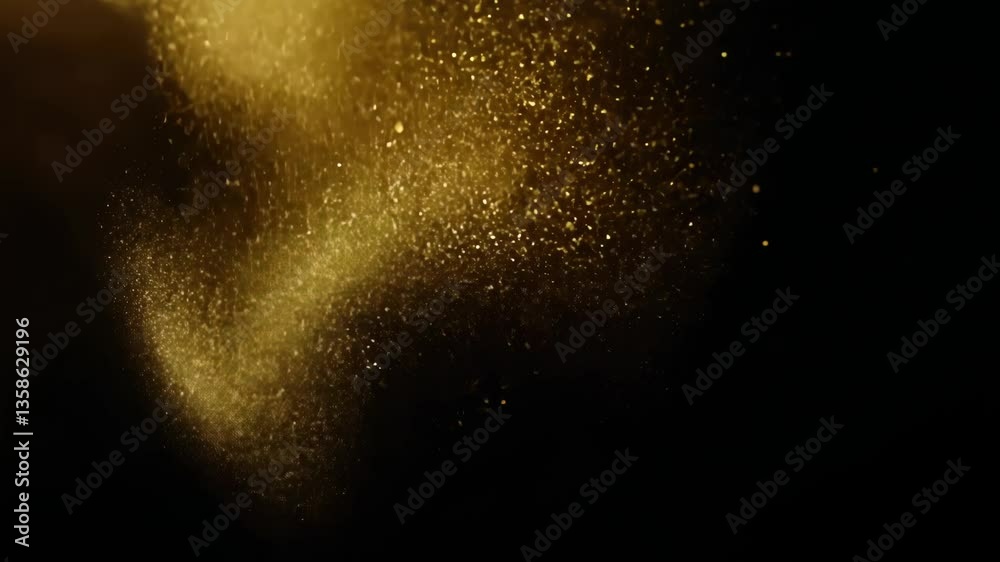 Poster Abstract dynamic cloud of dust particles dispersing against black background in explosion