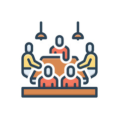 Color illustration icon for meeting