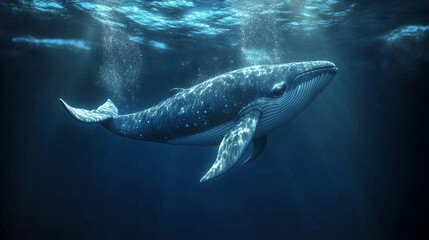 Naklejka premium whale in deep sea