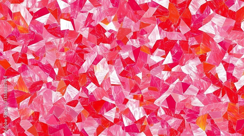 Poster abstract red and pink geometric pattern with brush strokes