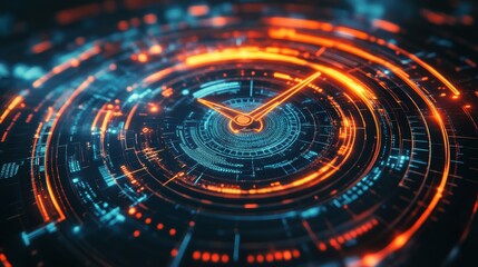 Futuristic HUD Clock Interface  Digital Time Display