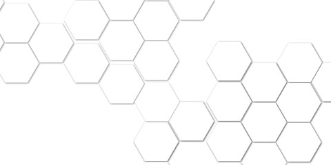 Geometric technology white hexagon background. Abstract vector illustration Science technology and medical concept hexagon on transparent background.