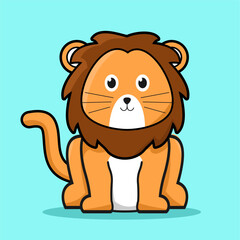 Fototapeta premium Vector illustration of cute Lion cub animal cartoon design, wild animal, in sitting pose.