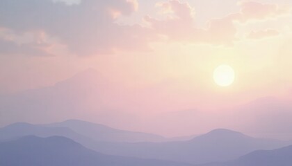 Pastel Hued Sunset behind Mountain Range