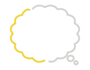 途切れた線の雲型の吹き出し　黄・灰