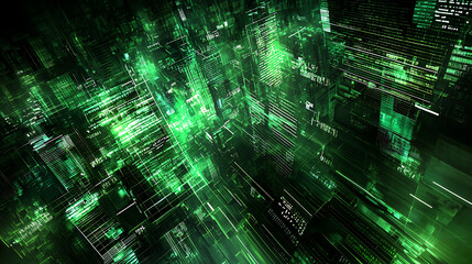 Dynamic data visualization digital landscape abstract graphics high-tech environment aerial perspective futuristic concept