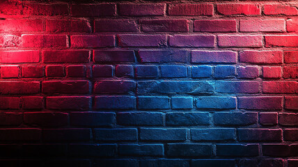 Neon light on brick walls that are not plastered background and texture.