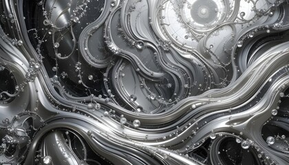 Elegant Silver Panorama: A Luxurious Background with Shimmering Metallic Tones and Sophisticated Refined Beauty