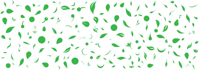 Green Monochromatic Natural Leaf Pattern With Fresh Botanical Motiffs.