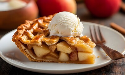 apple pie with a scoop of vanilla ice cream, Generative AI