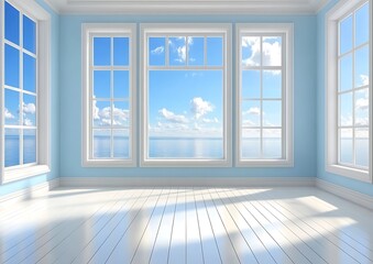 Fototapeta premium Light Blue Room Ocean View.