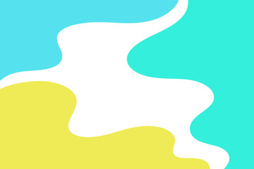 Simple multicolored abstract background, organic spots, sea waves meet with sand, beach. Modern graphic vector illustration for banner, poster, text design, flat design