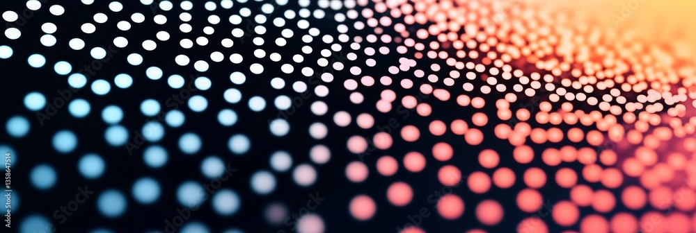 Poster abstract design featuring colorful dots creating a mesmerizing pattern on a dark background during a