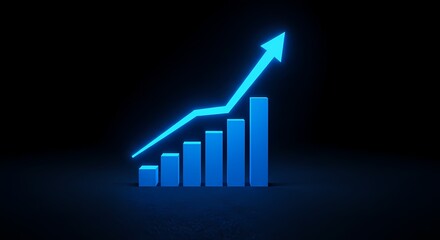Blue graph depicting growth against a dark background  