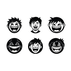 Colorful emoji expressions in vector style, perfect for fun and creative design projects.