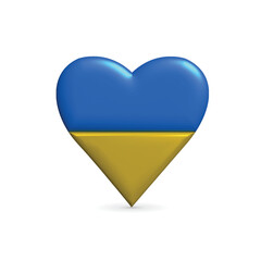 Ukraine flag in a love heart shape 3d image rendering graphic design background template. Ideal for business presentations, educational materials, patriotic themes, marketing campaigns, stickers