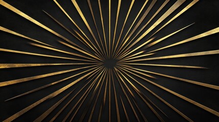 Golden Rays Abstract Art: Black and Gold Radiating Design