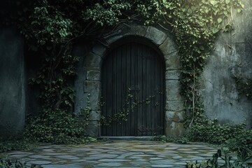 Fototapeta premium Random backdrop vines architecture mysterious.