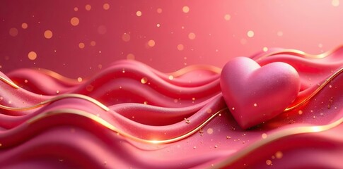 Luxurious golden lines with pink shades in 3D abstract style for Valentine's Day design,  golden,  template