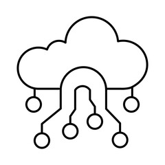 Cloud Technology Line Icons. AI, Brain, Robot, Bot, Technology, Mind, AI Agent, Intelligent Icons Editable Stroke Vector Illustration