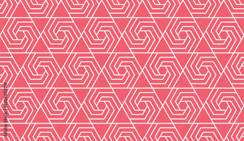 Poster Abstract geometric pattern. A seamless vector background. White and pink ornament. Graphic modern pattern. Simple lattice graphic design