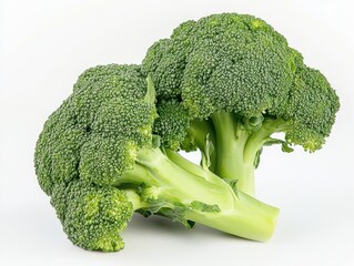 Fresh broccoli heads, vibrant green