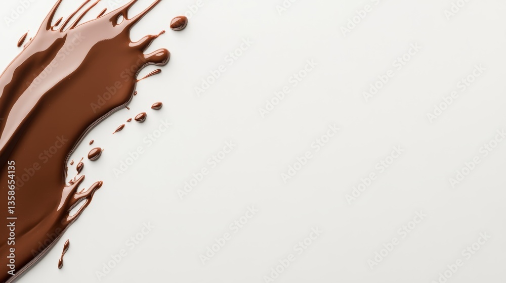 Leinwandbilder overhead close-up of smooth melted chocolate paste on a white surface captures a glossy texture and 