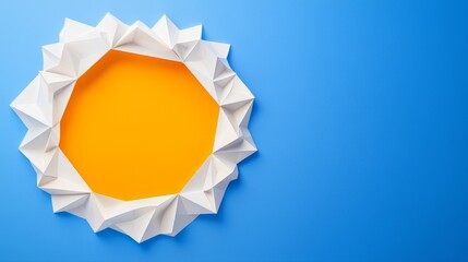 Abstract Geometric Design Featuring Orange Circle on Blue Backgrounds