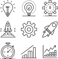 Efficiency Productivity Performance Optimization Icons Vector Set