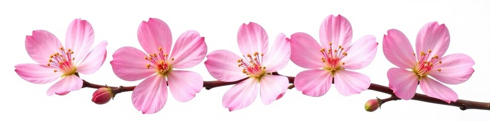 Fototapeta premium Manuka flowers isolated on white background, delicate pink petals, vibrant colors, natural beauty, Manuka flowers, flora