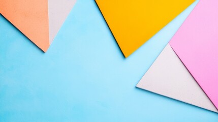 Pastel Triangles On Light Blue Background