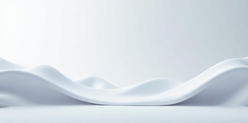 Obraz premium Minimalist abstract white waves on soft backdrop ideal for modern design, technology branding, waves, shapes