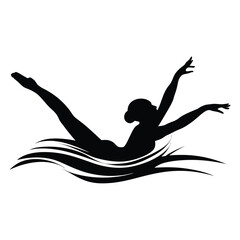 Synchronized swimmer Silhouette, Vector, Icon, Logo, White Background.