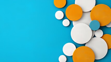Abstract Background With Overlapping Circular Shapes On Blue