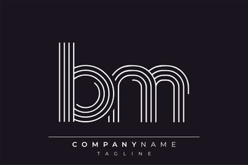 Creative BM lines letter logo design. A simplistic and elegant abstract logo design with linear patterns and initials, suitable for contemporary branding.