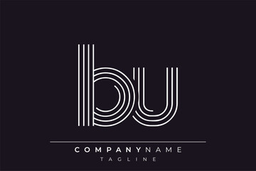 Creative BU lines letter logo design. A simplistic and elegant abstract logo design with linear patterns and initials, suitable for contemporary branding.