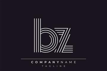 Creative BZ lines letter logo design. A simplistic and elegant abstract logo design with linear patterns and initials, suitable for contemporary branding.