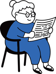 Grandma Reading Newspaper