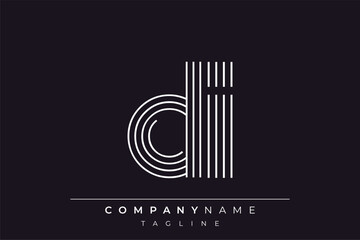 Creative DI lines letter logo design. A simplistic and elegant abstract logo design with linear patterns and initials, suitable for contemporary branding.