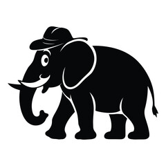 Fototapeta premium Mascot Elephant Herd Silhouette, Vector, Icon, Logo, White Background.